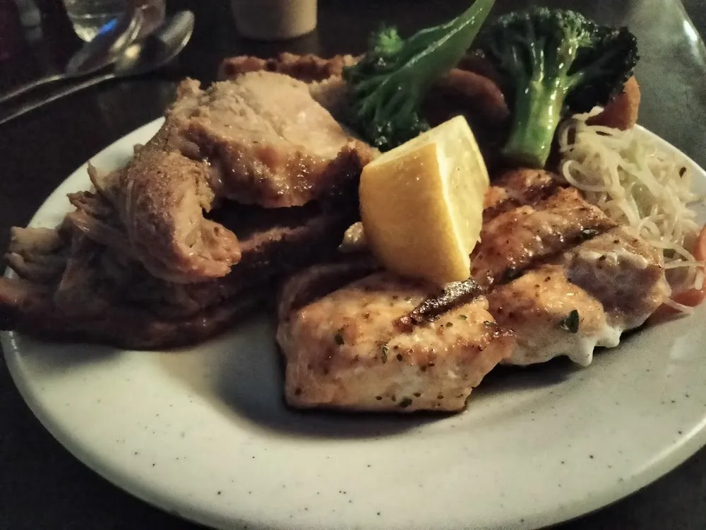 Grilled Salmon and Roast Beef